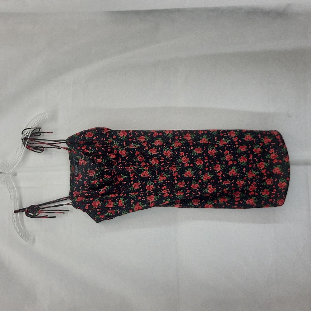 NASTY GAL COLLECTION Black Orange Bright Floral Ruched Bust Mini Dress